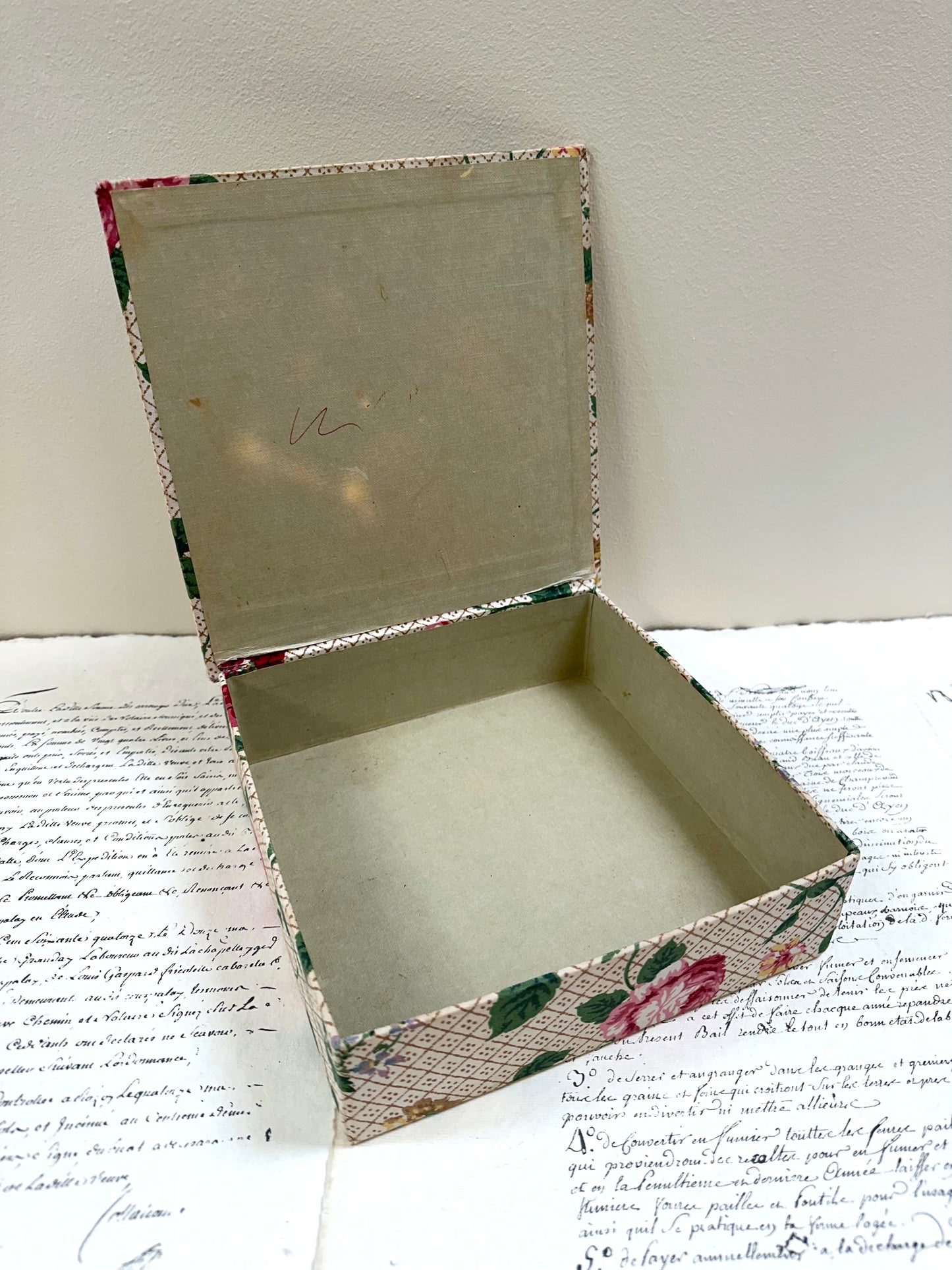 Antique French 'Bouquet des Fleurs' Fabric Covered Boudoir Boxes