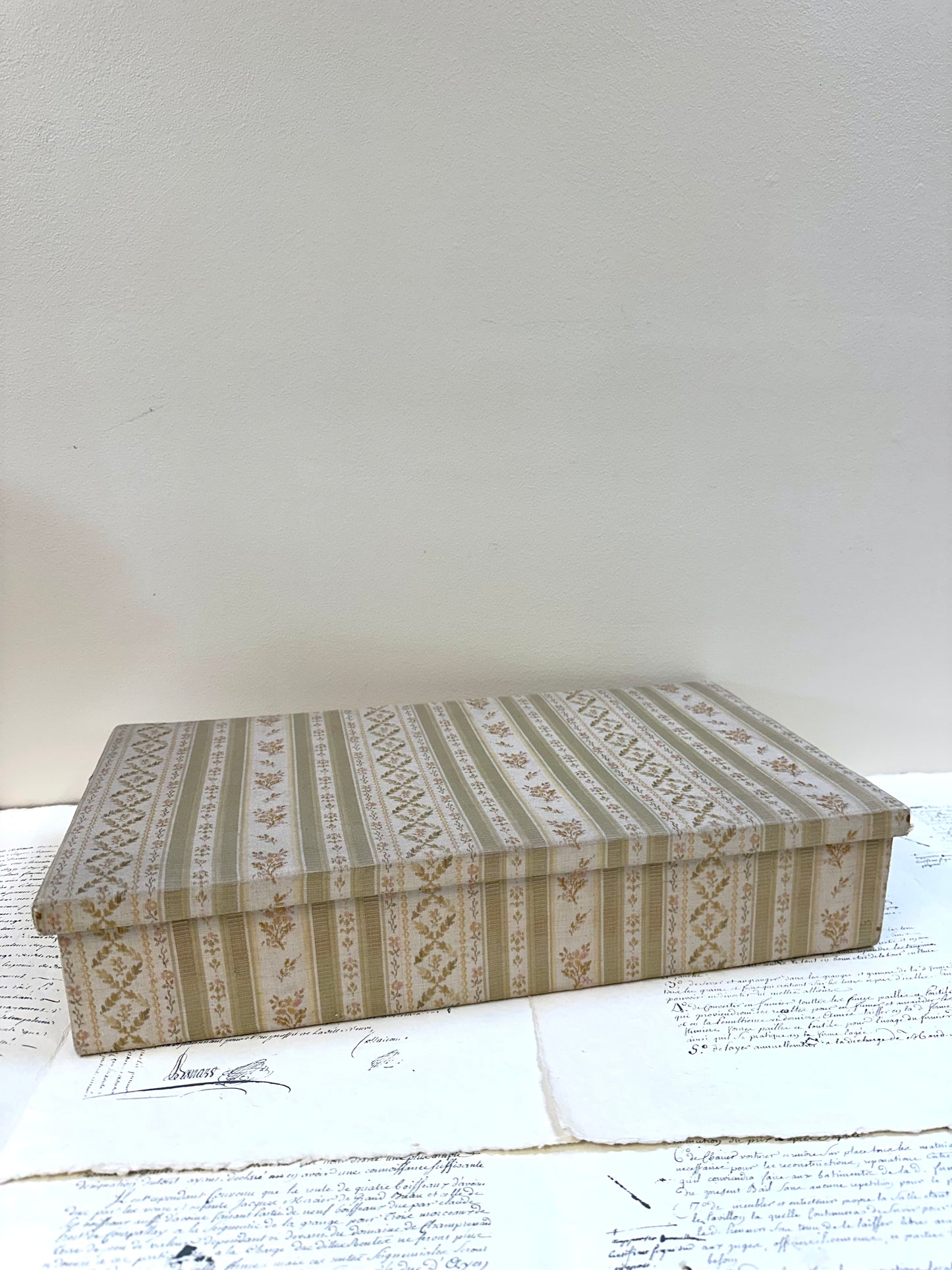 Large Antique French Fabric Covered Boudoir Box