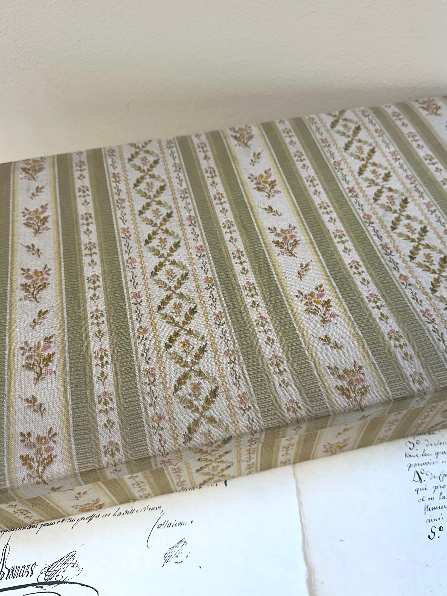 Large Antique French Fabric Covered Boudoir Box