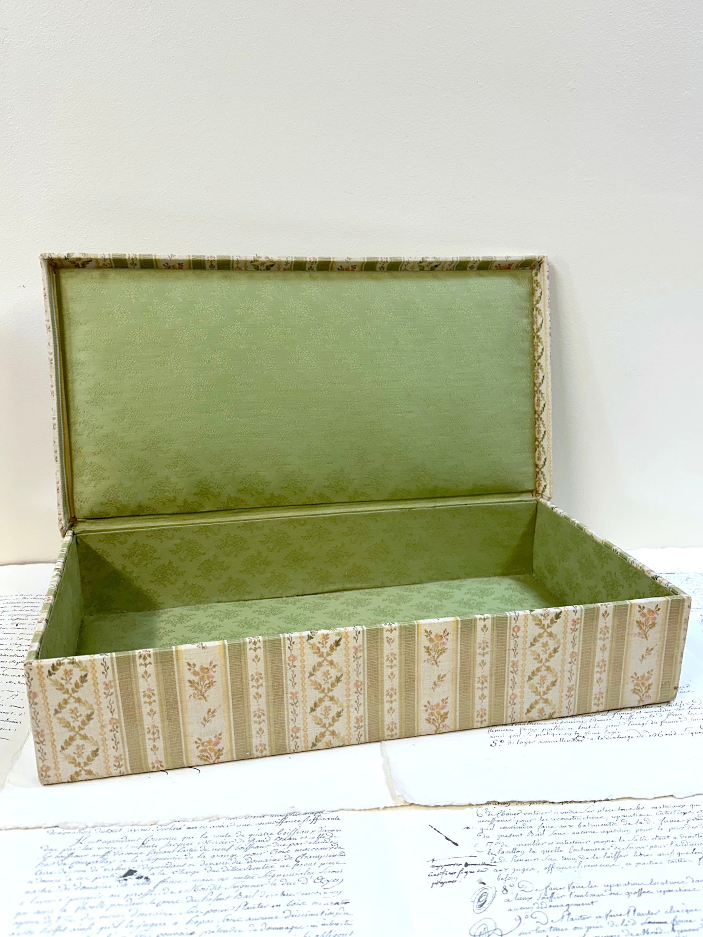 Large Antique French Fabric Covered Boudoir Box