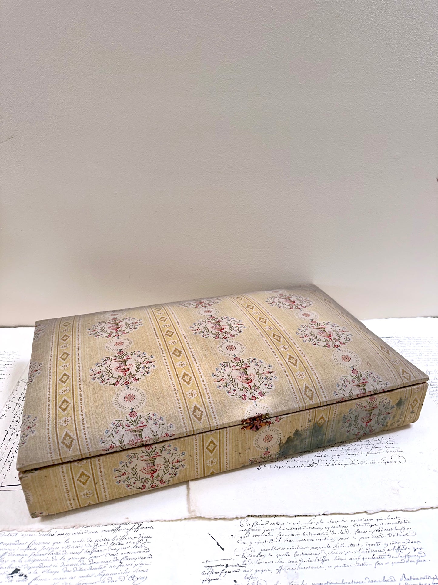 Large Antique French Padded Fabric Covered Boudoir Box