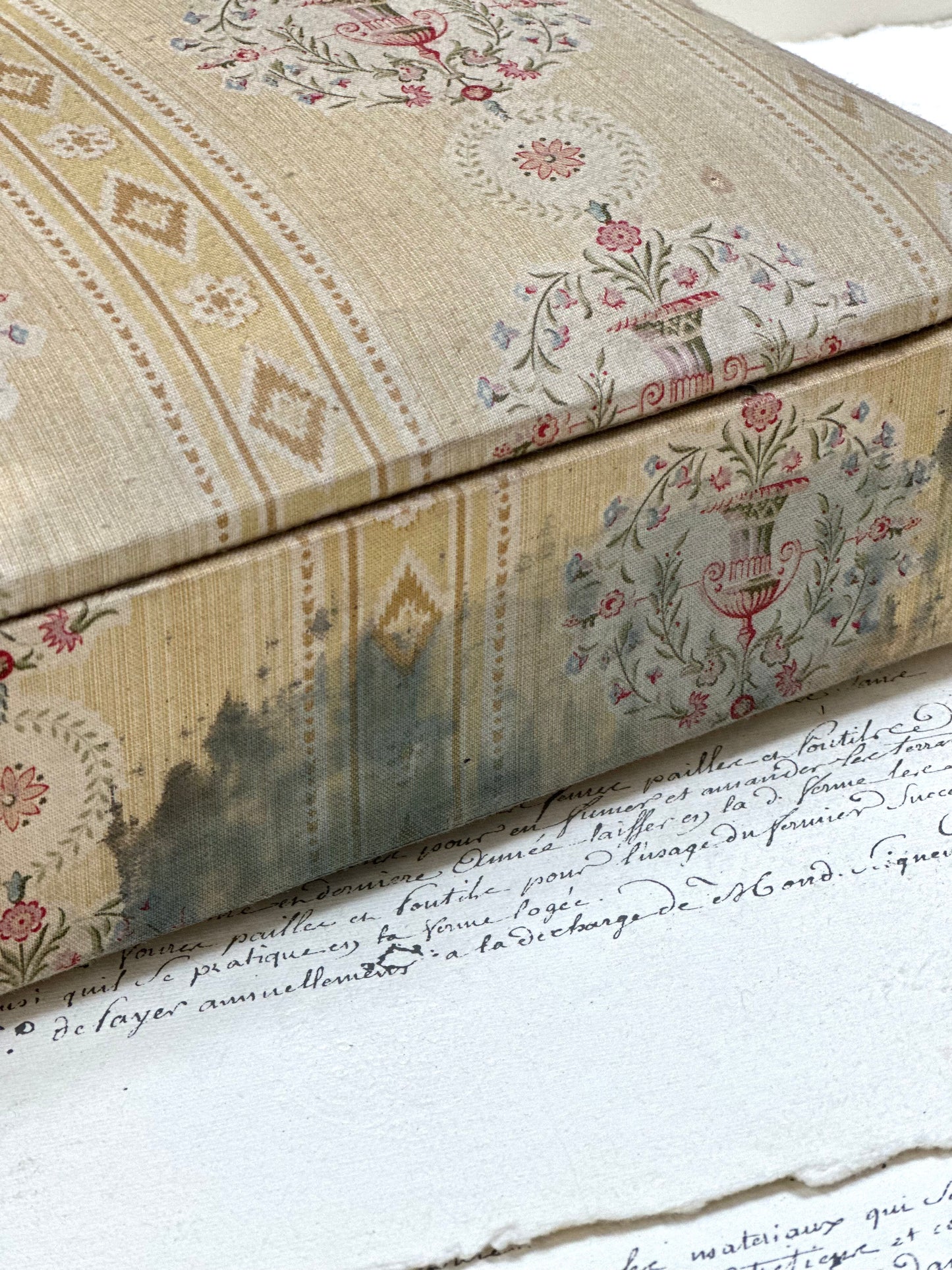 Large Antique French Padded Fabric Covered Boudoir Box