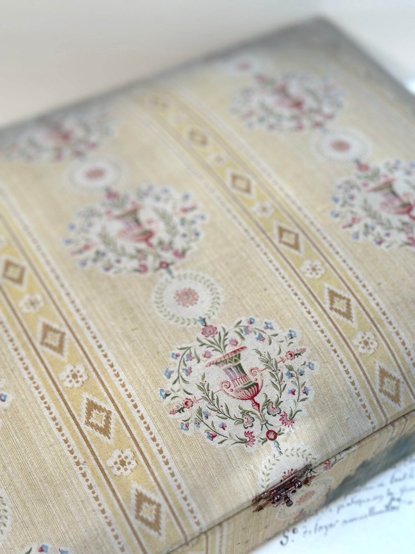 Large Antique French Padded Fabric Covered Boudoir Box