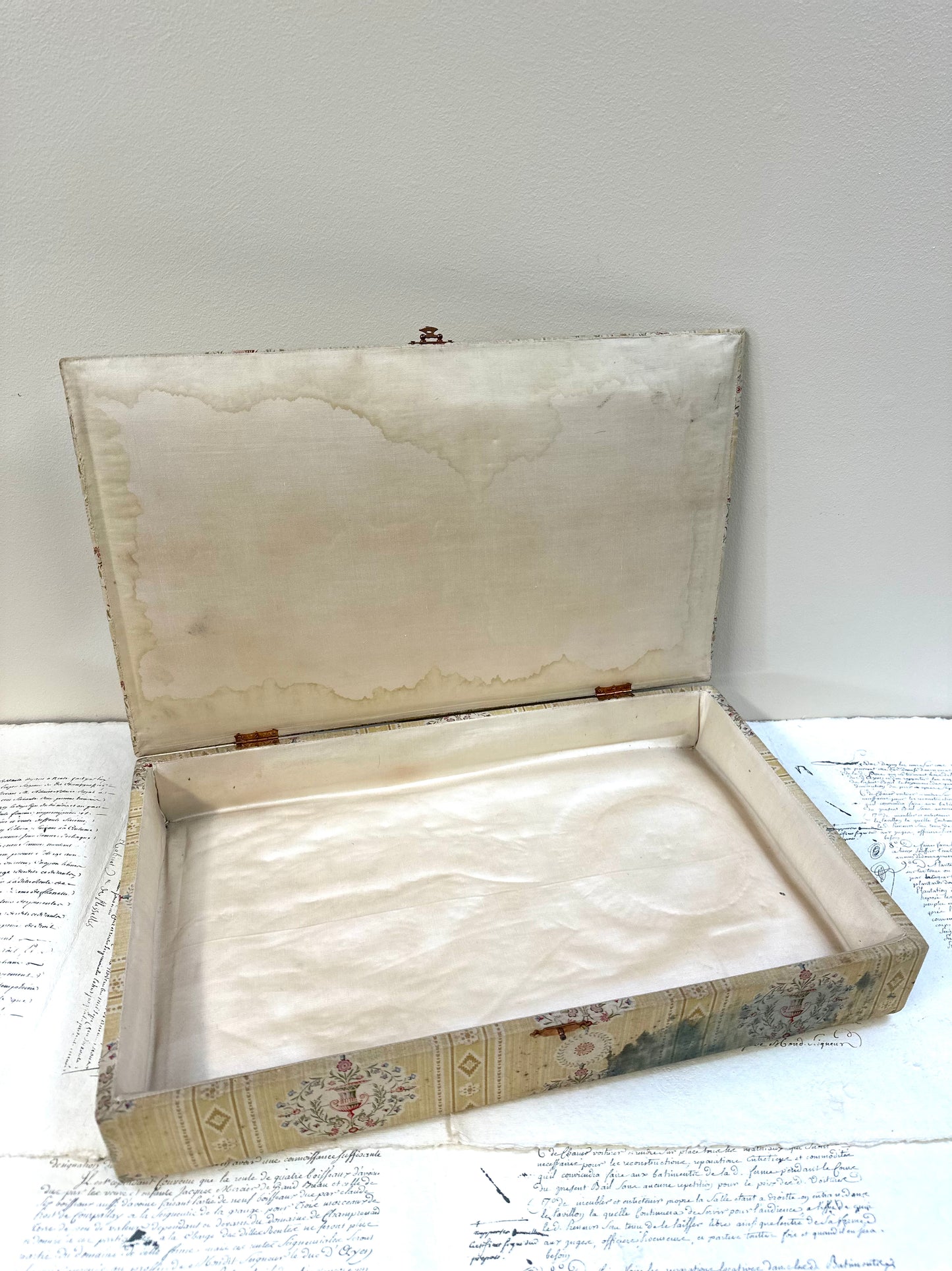 Large Antique French Padded Fabric Covered Boudoir Box