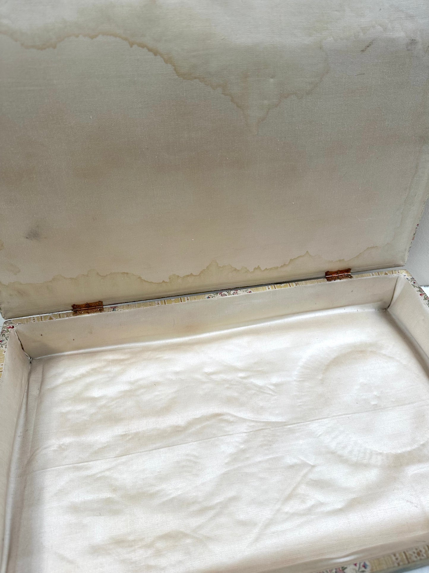 Large Antique French Padded Fabric Covered Boudoir Box