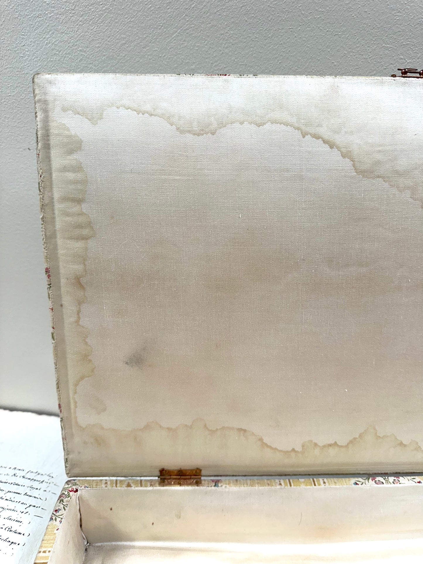Large Antique French Padded Fabric Covered Boudoir Box