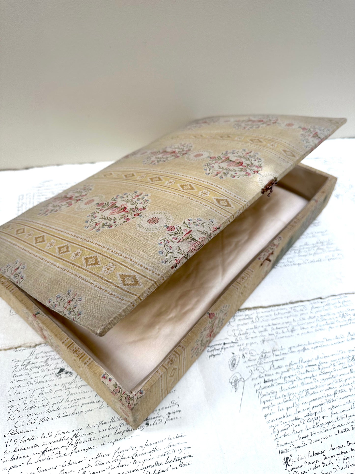Large Antique French Padded Fabric Covered Boudoir Box