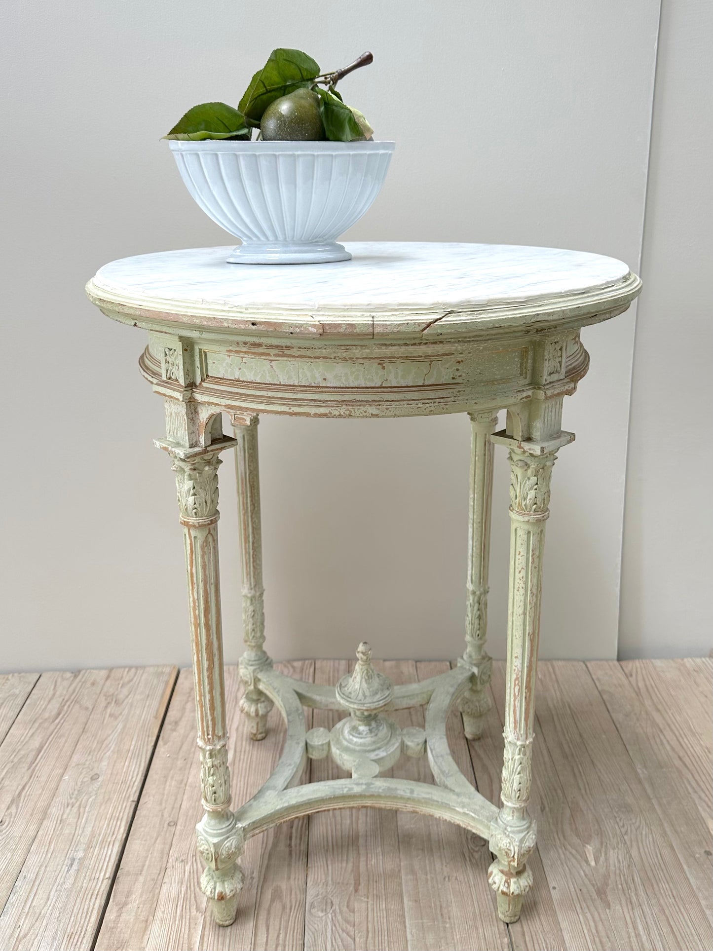 Antique French Louis XVI Round Marble Top Table