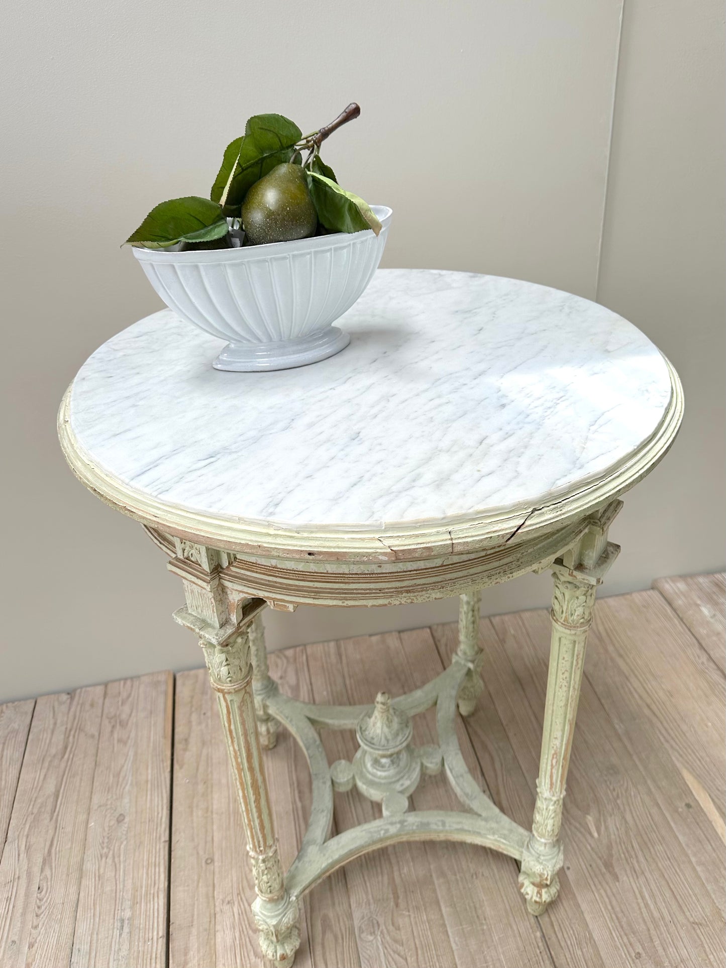 Antique French Louis XVI Round Marble Top Table