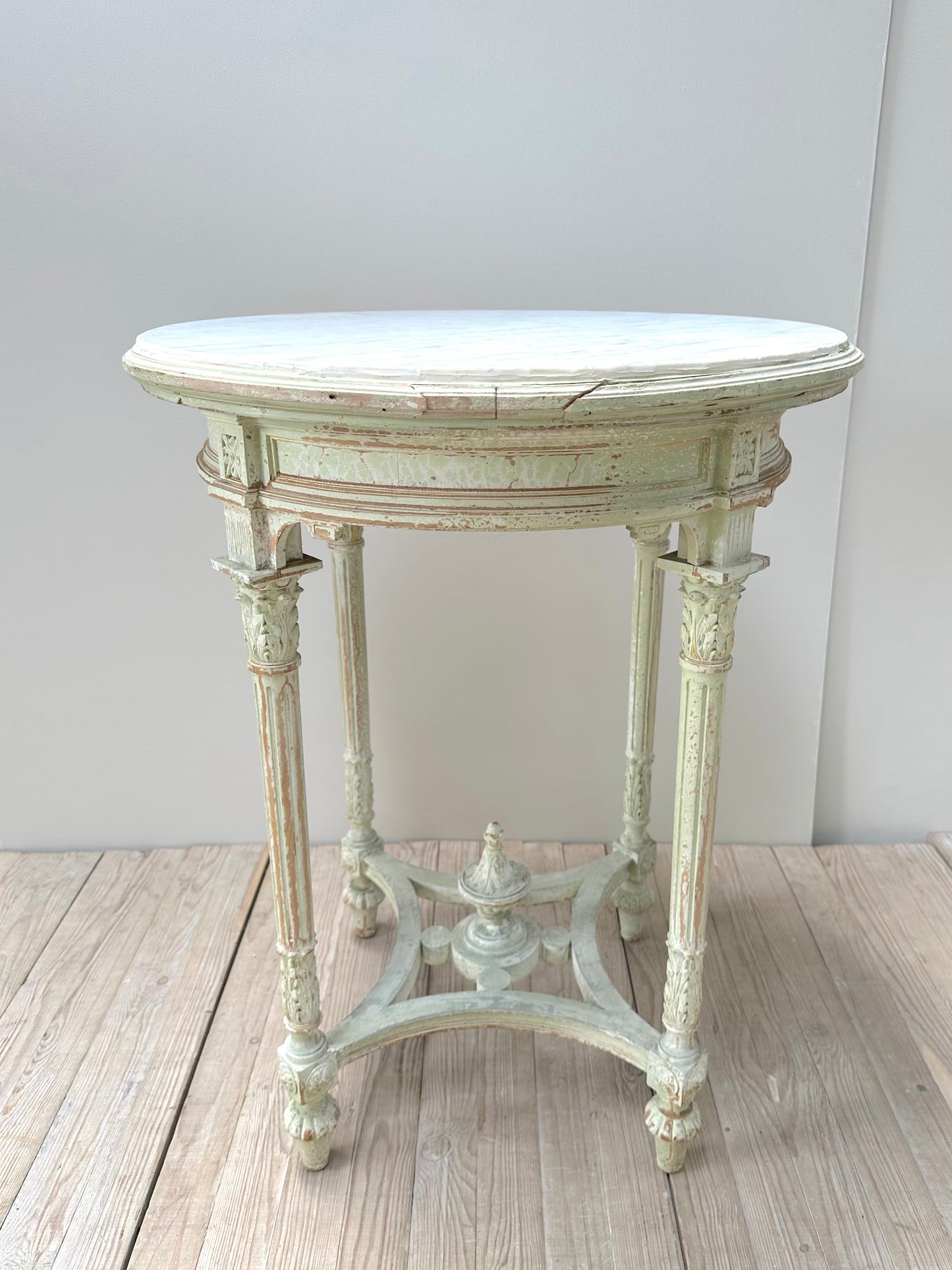 Antique French Louis XVI Round Marble Top Table