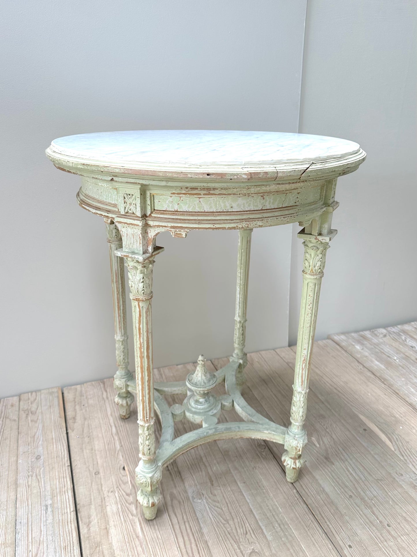 Antique French Louis XVI Round Marble Top Table