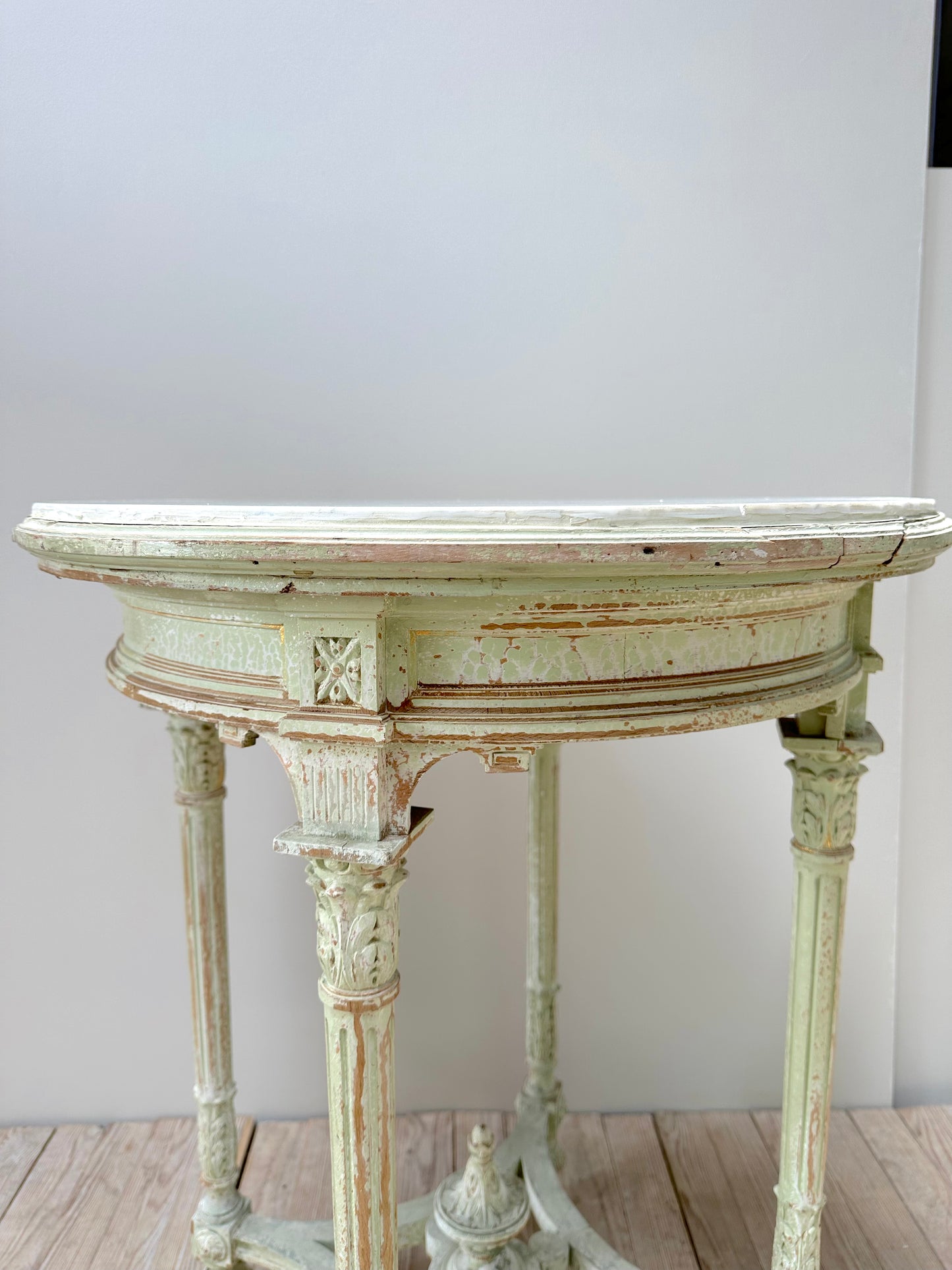 Antique French Louis XVI Round Marble Top Table