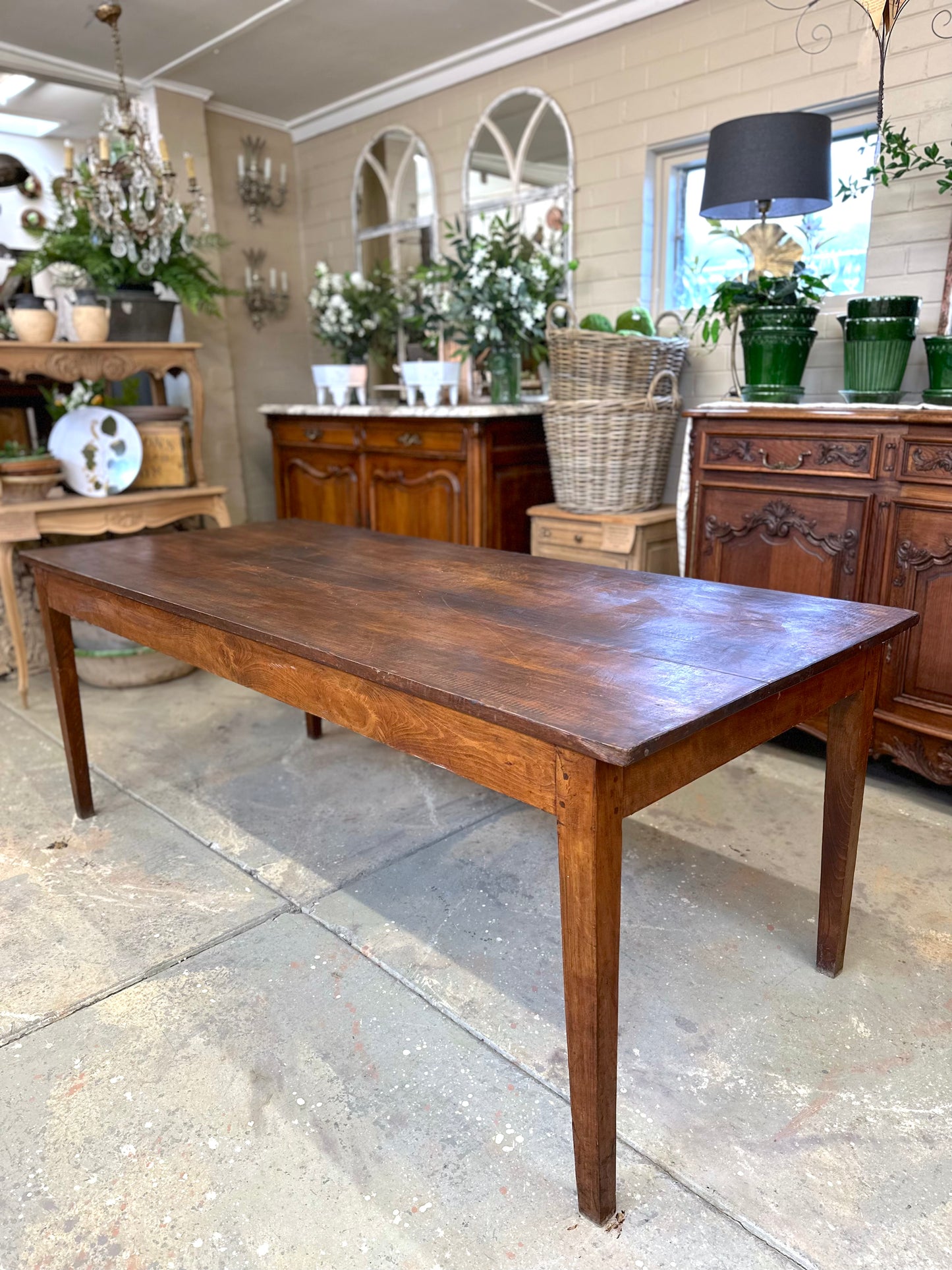 Antique French Rustic Oak Farmhouse Dining Table