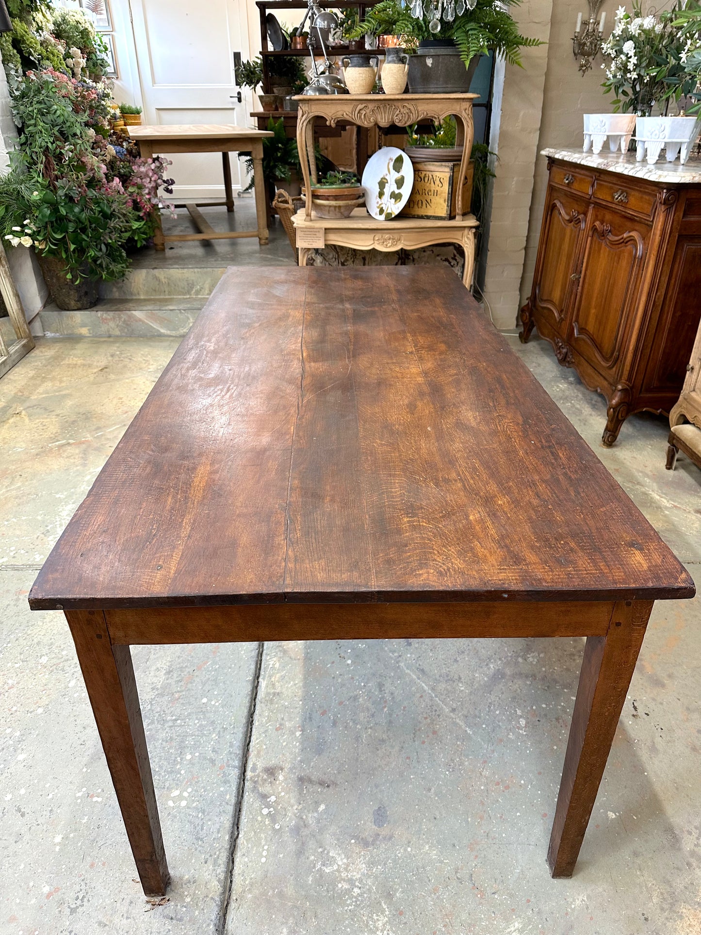 Antique French Rustic Oak Farmhouse Dining Table