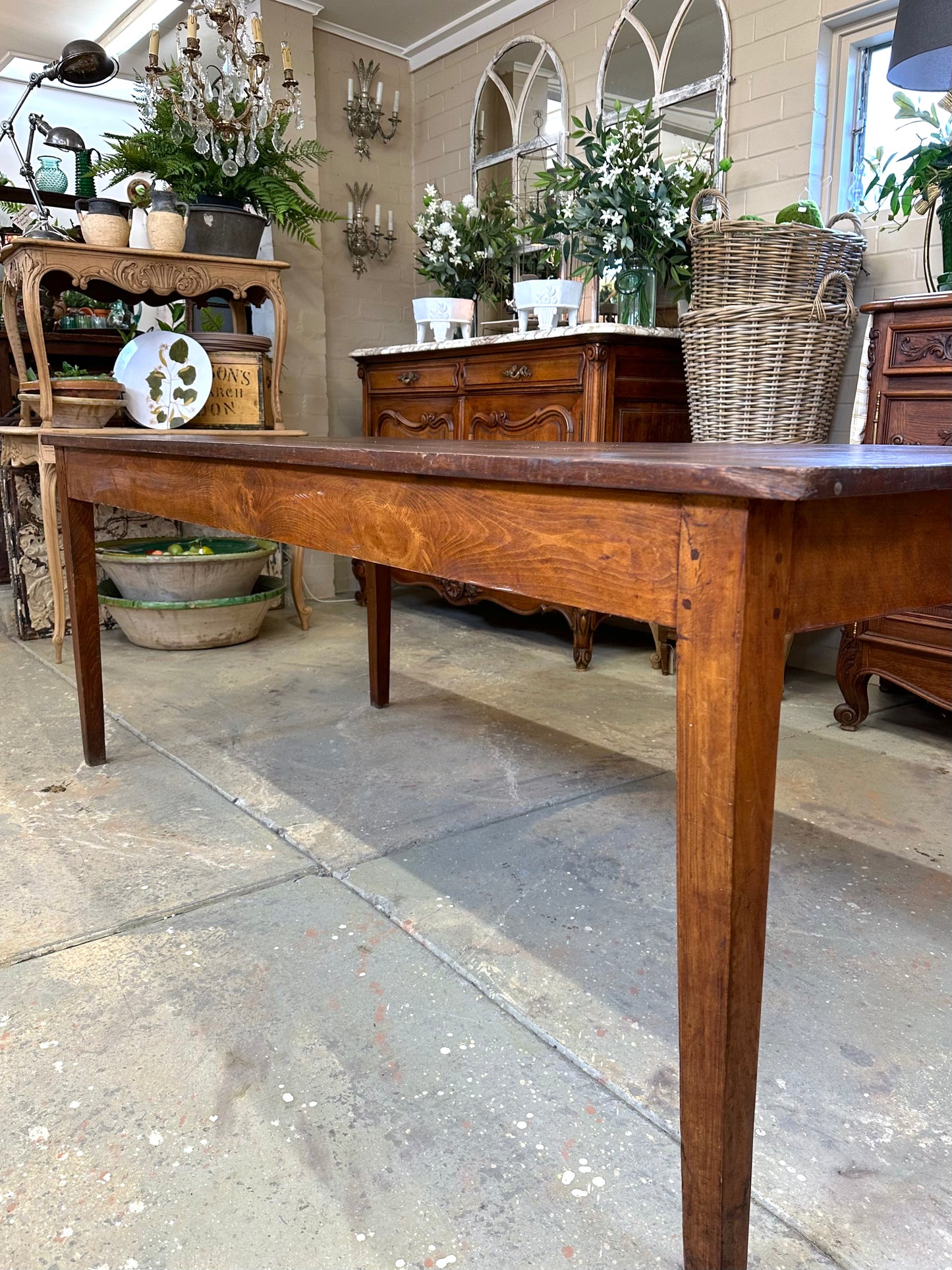 Antique French Rustic Oak Farmhouse Dining Table
