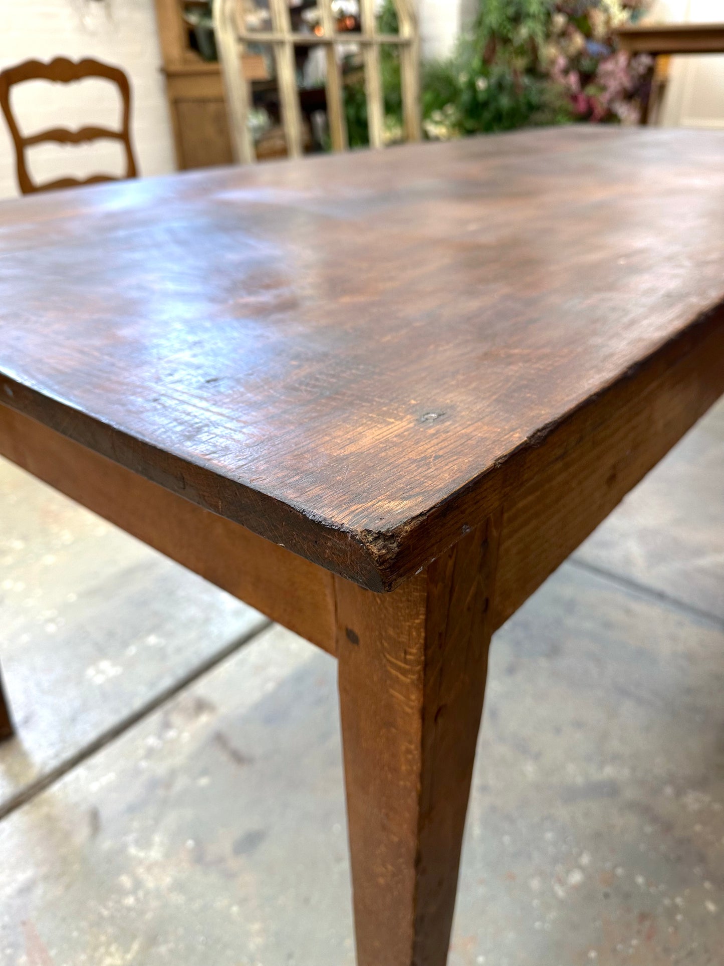 Antique French Rustic Oak Farmhouse Dining Table