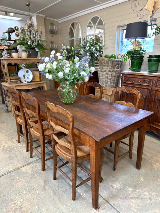 Antique French Rustic Oak Farmhouse Dining Table