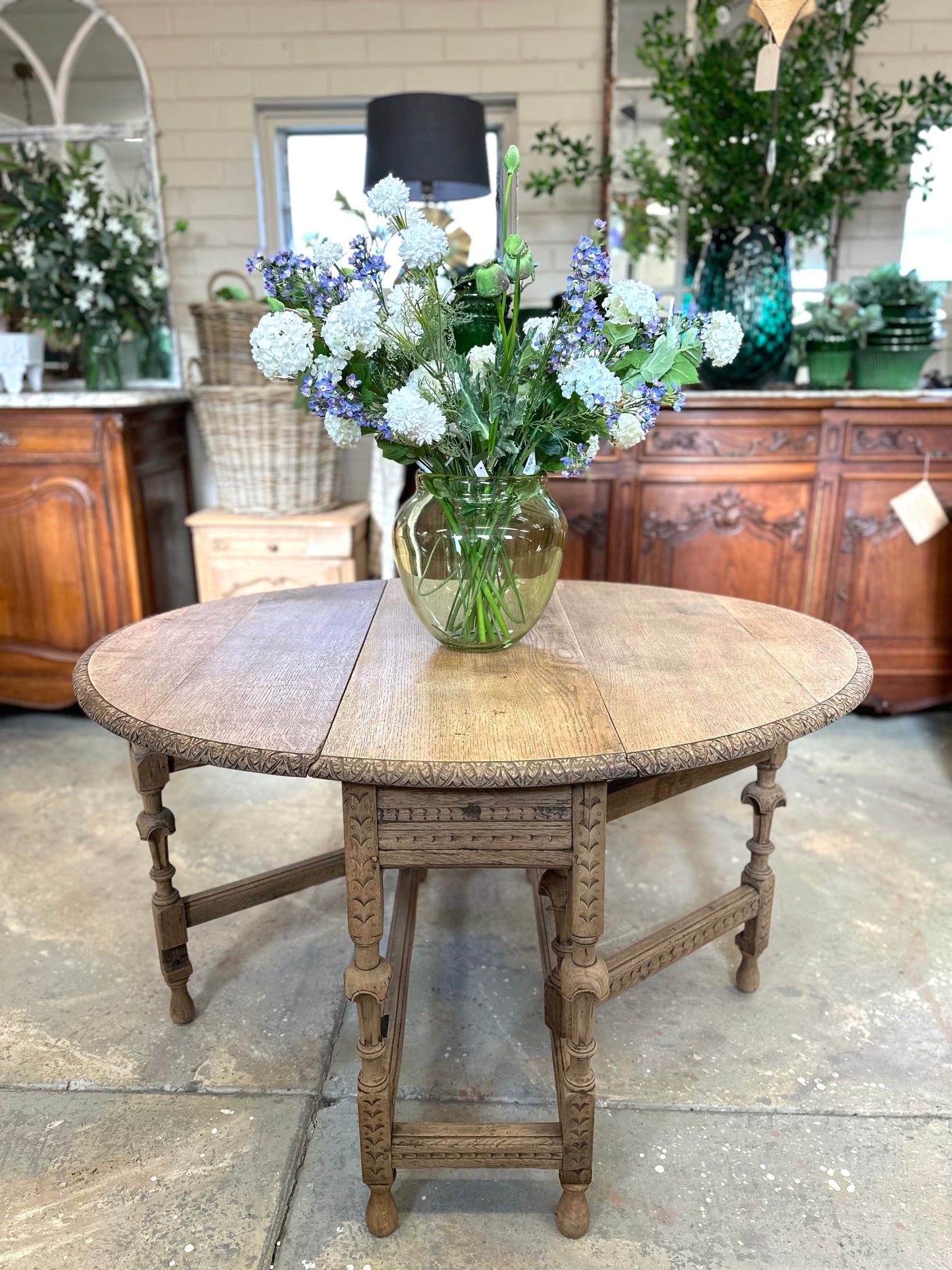 Antique French Oak Gate Leg Oval Table