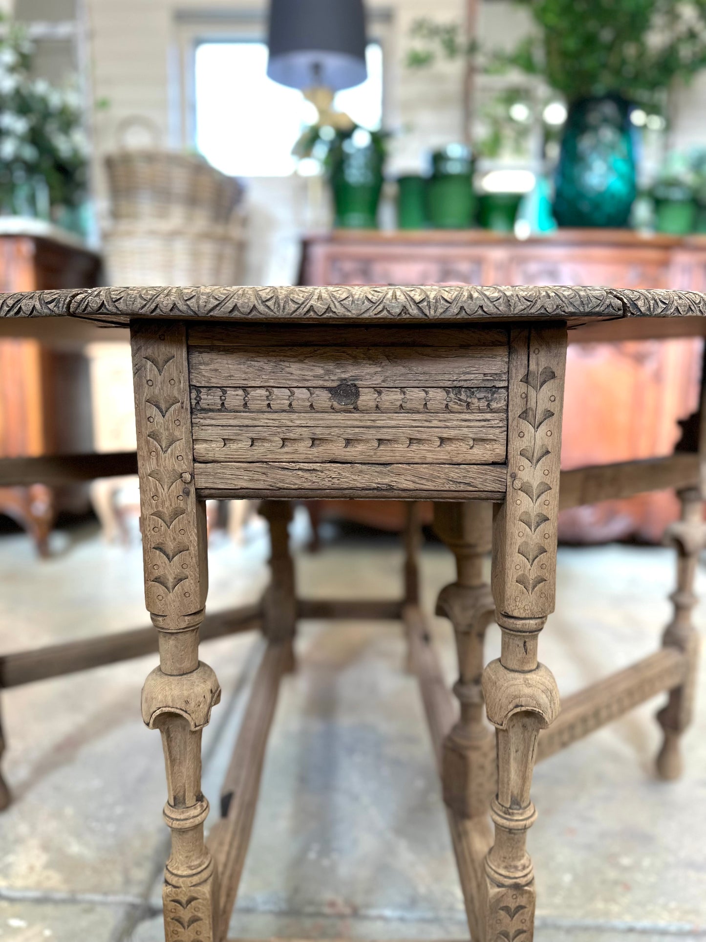 Antique French Oak Gate Leg Oval Table