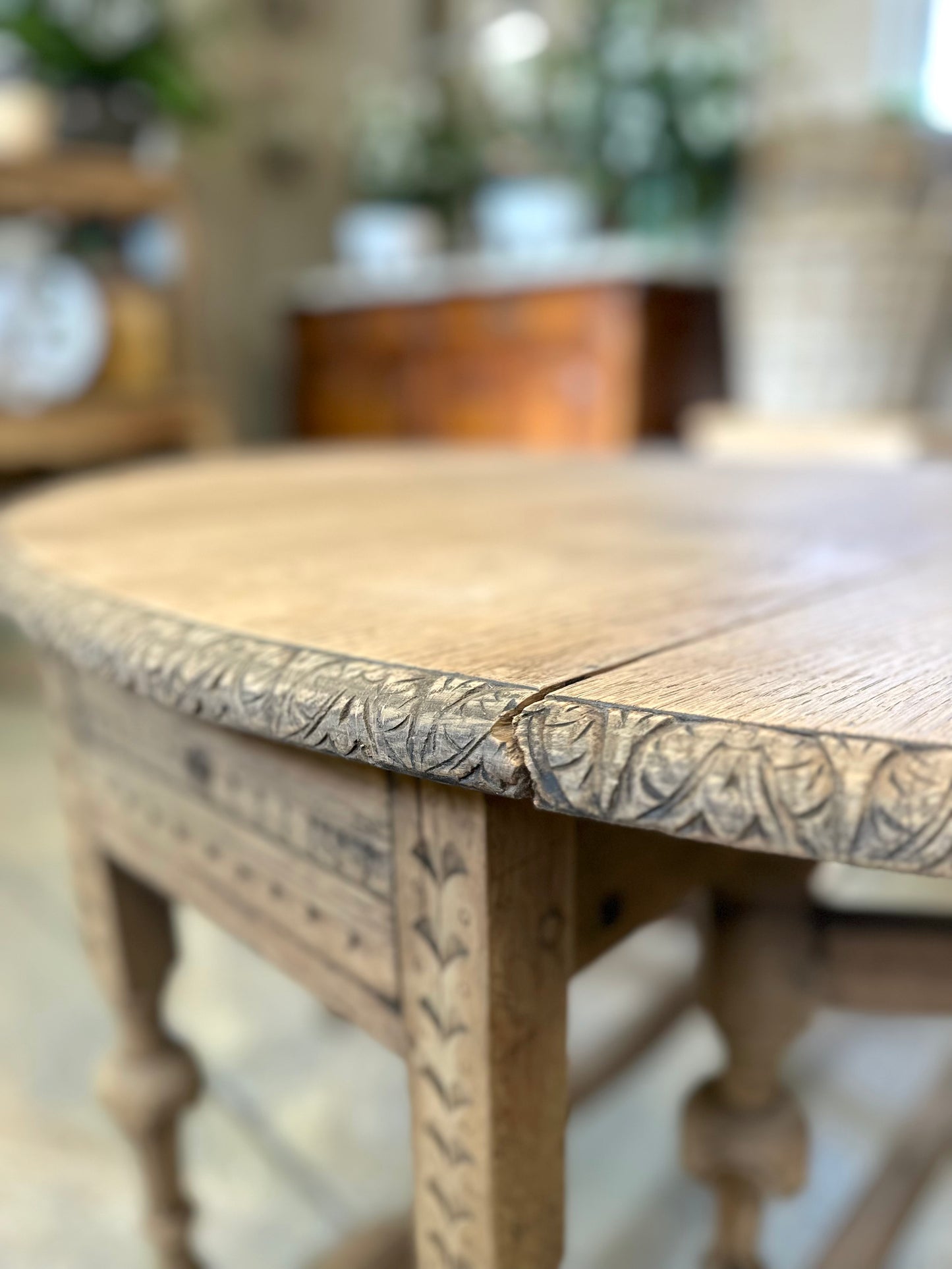 Antique French Oak Gate Leg Oval Table