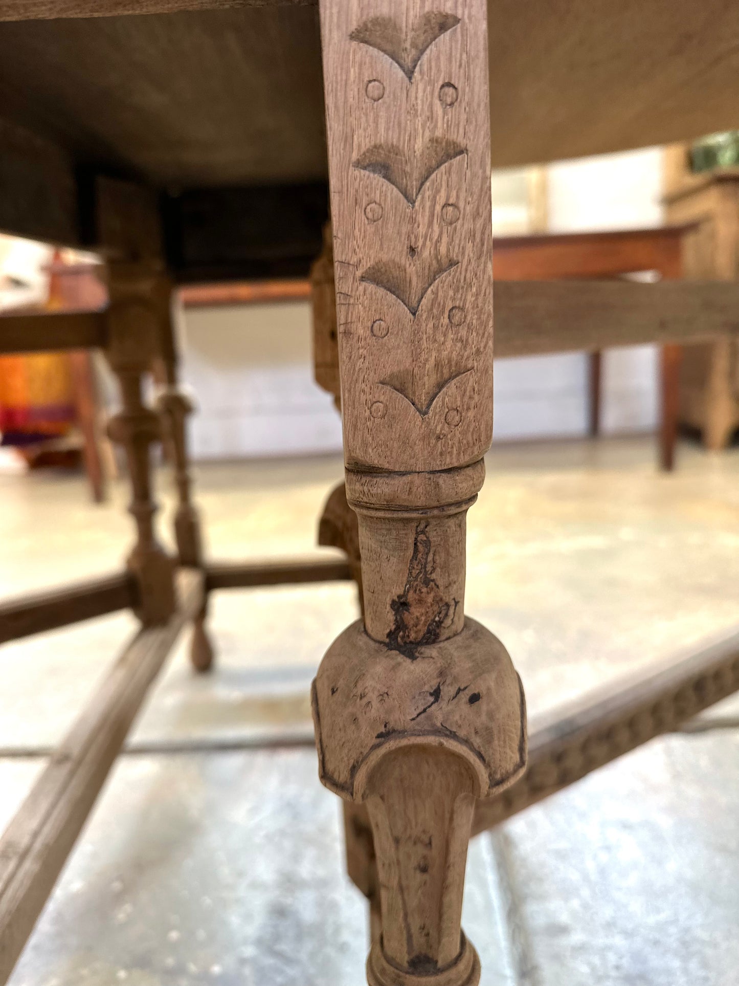 Antique French Oak Gate Leg Oval Table