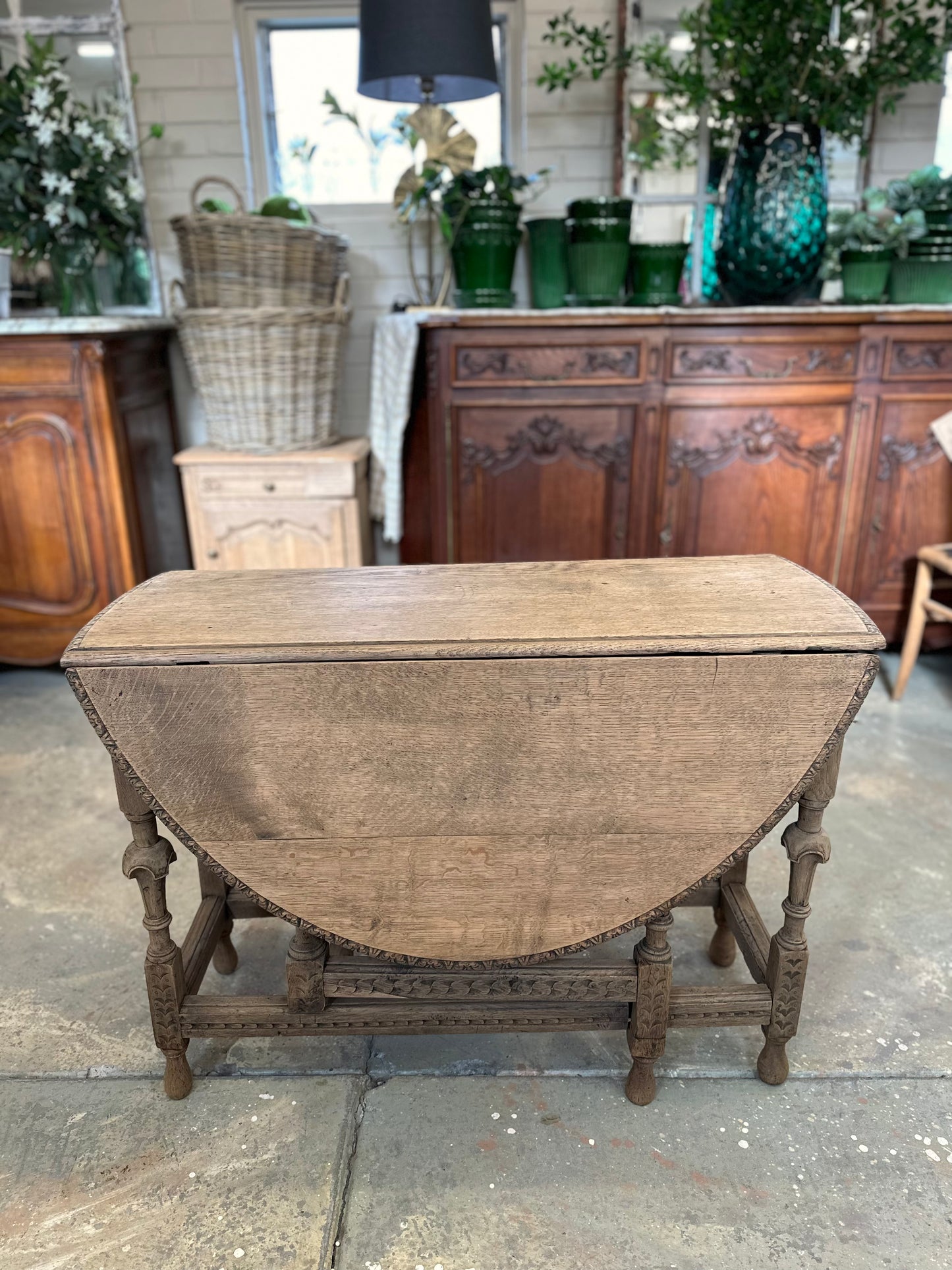 Antique French Oak Gate Leg Oval Table