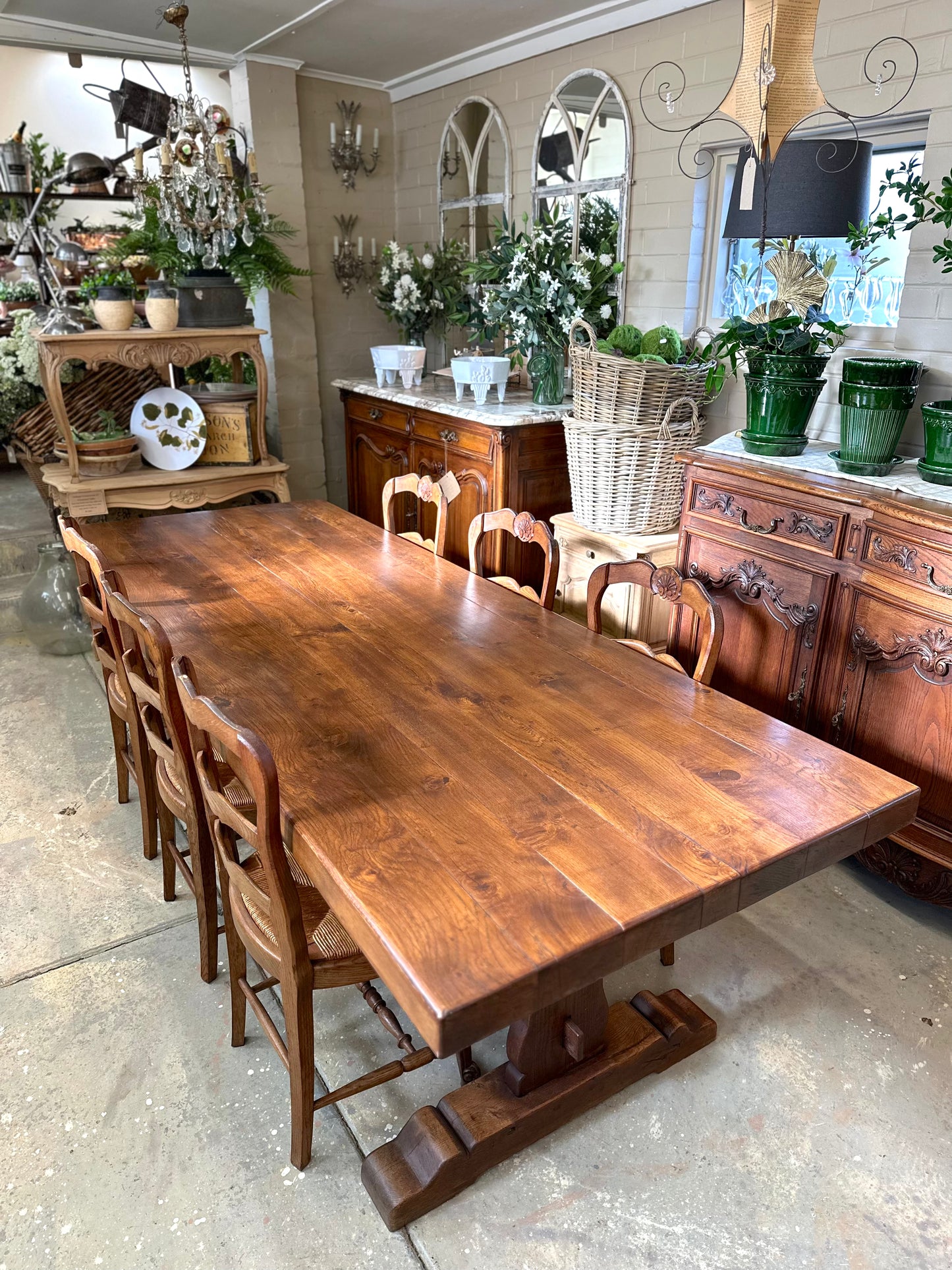 Antique French Solid Oak Dining Table