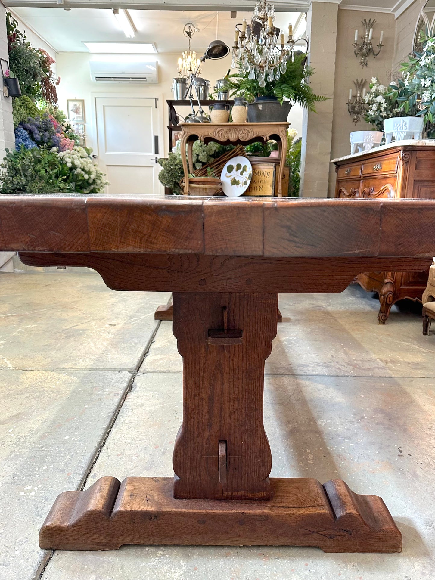 Antique French Solid Oak Dining Table