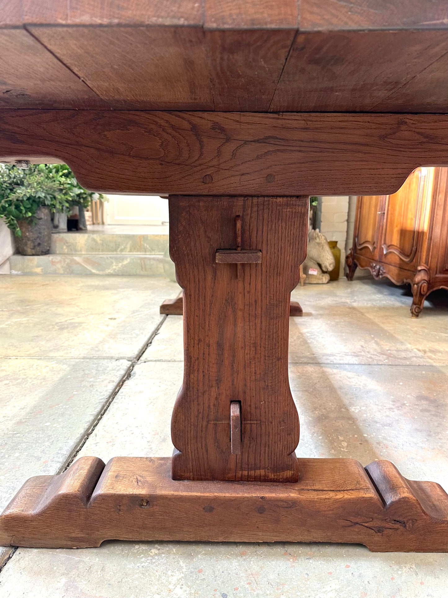 Antique French Solid Oak Dining Table