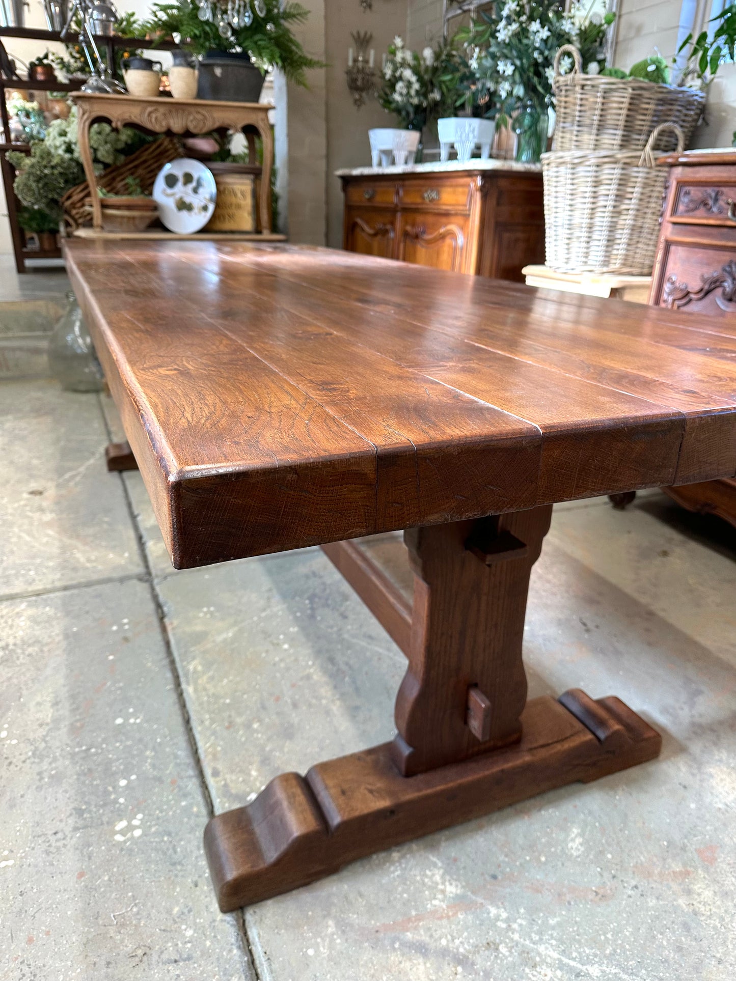 Antique French Solid Oak Dining Table