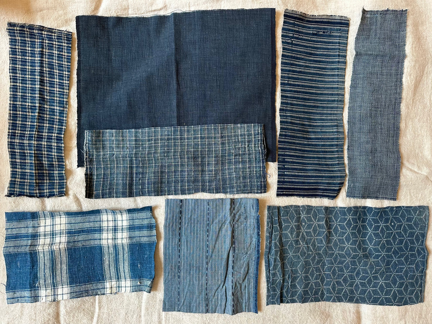Antique Japanese Fabric Bundle - Indigo Stripe