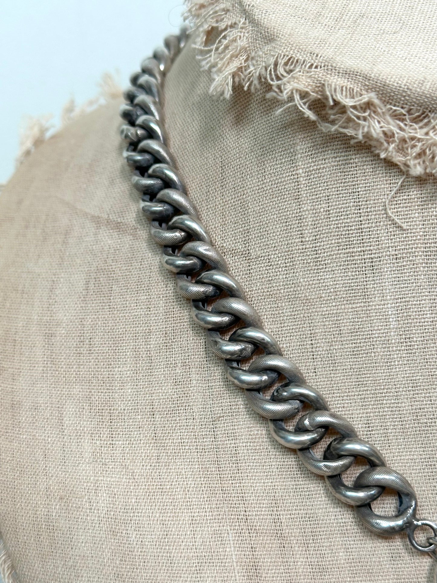 Antique French Silver Necklace With Decorative Locket