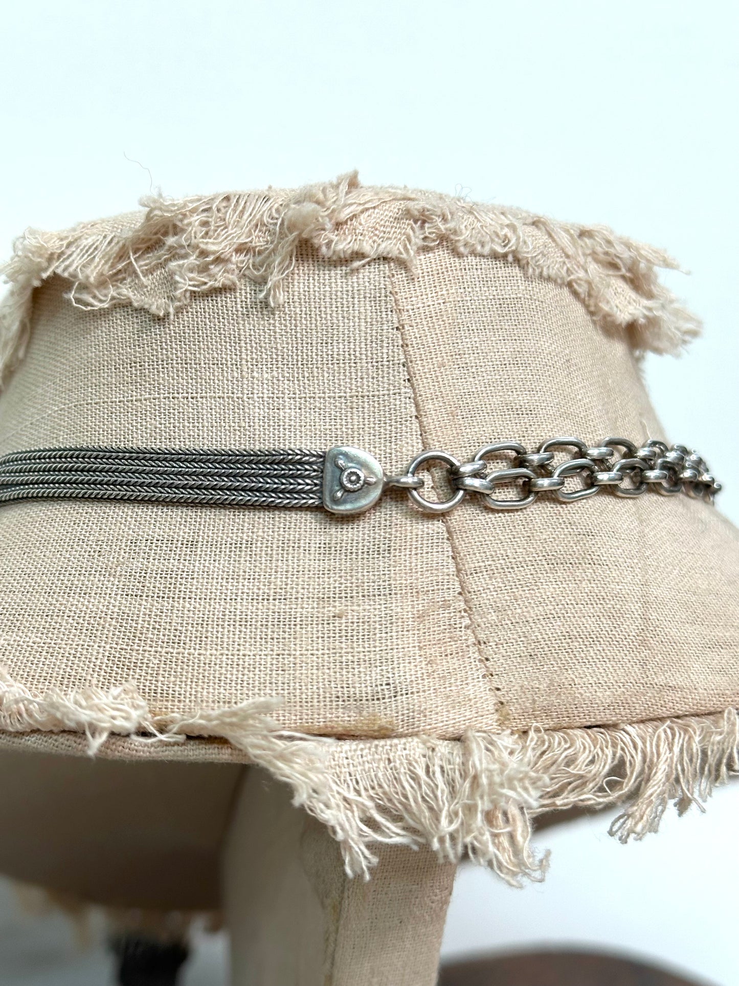 Antique French Silver Fob Watch Chain Necklace With Sliders