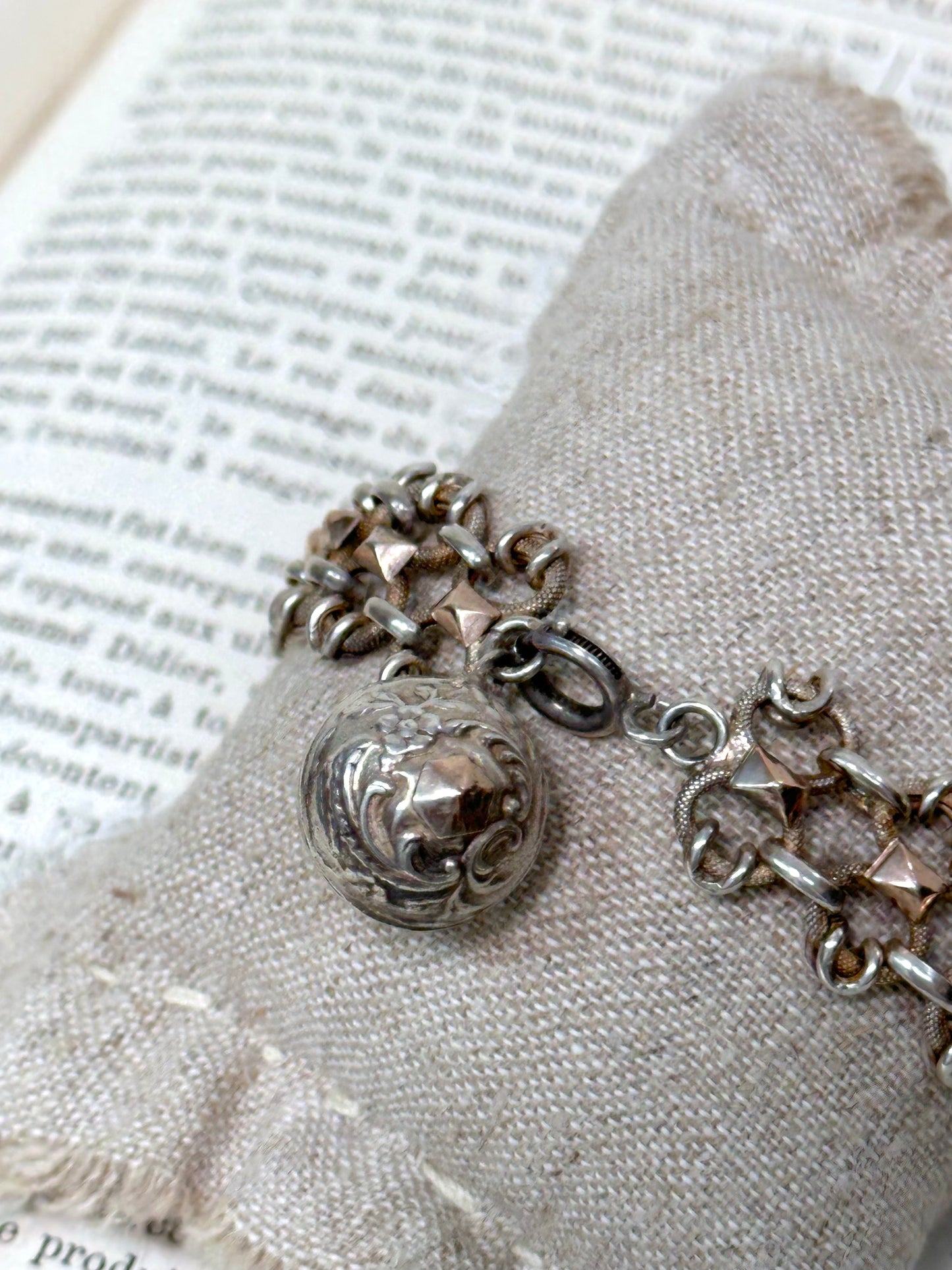 Antique French Silver And Rose Gold Bracelet