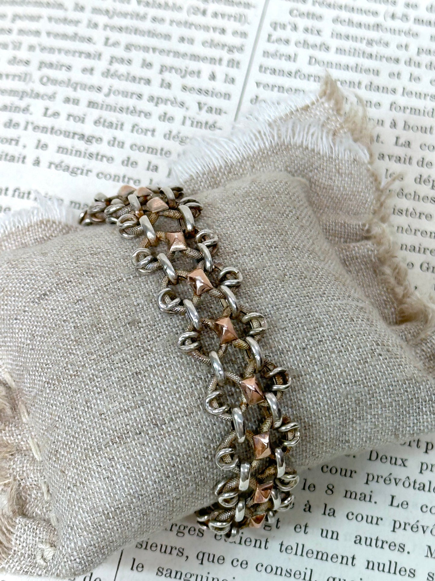 Antique French Silver And Rose Gold Bracelet