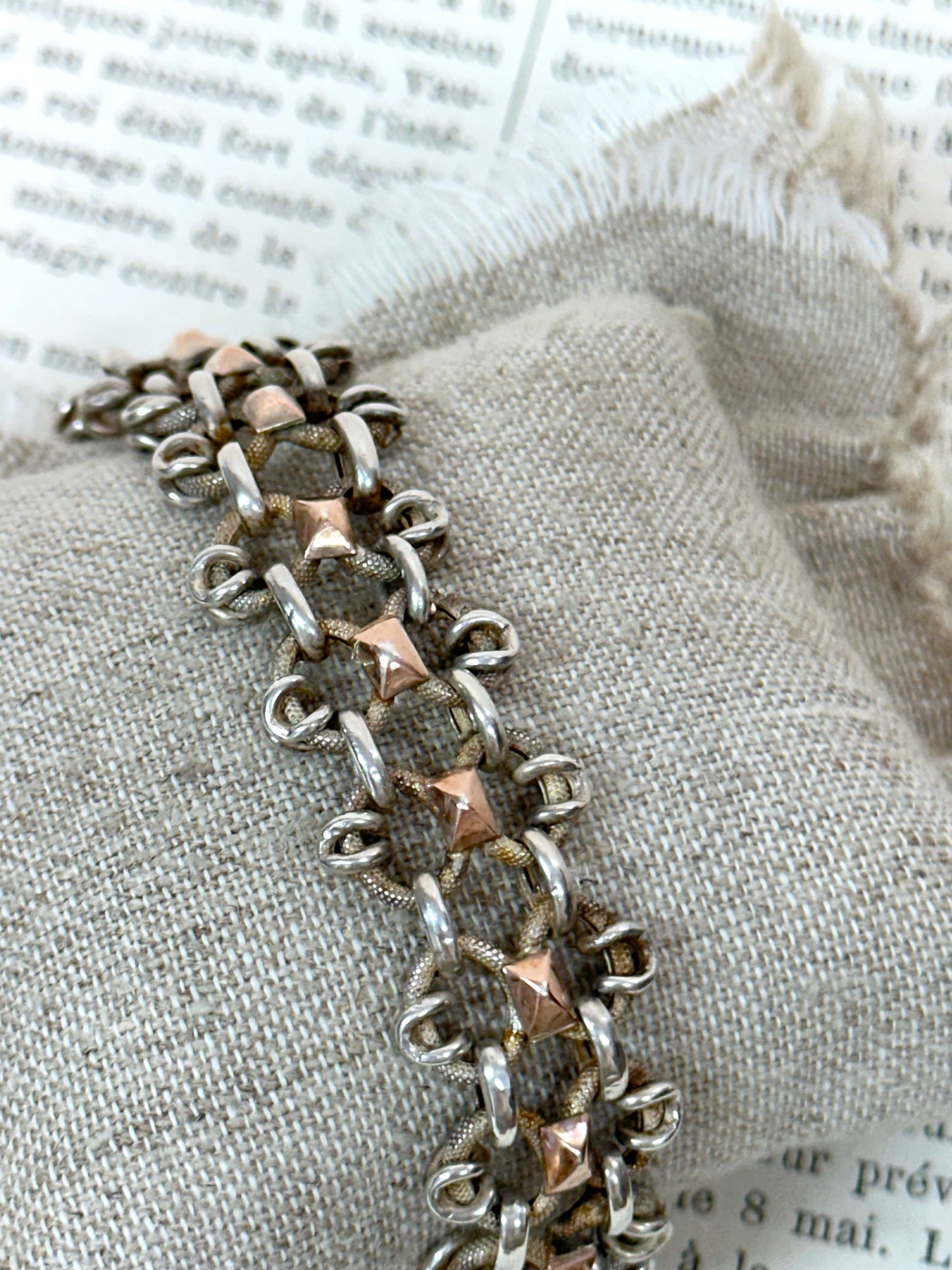 Antique French Silver And Rose Gold Bracelet