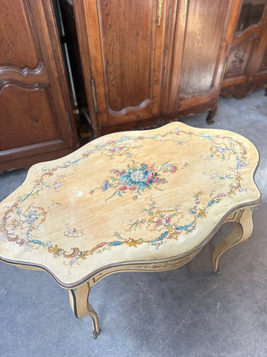 Antique Italian Painted Floral Salon Table