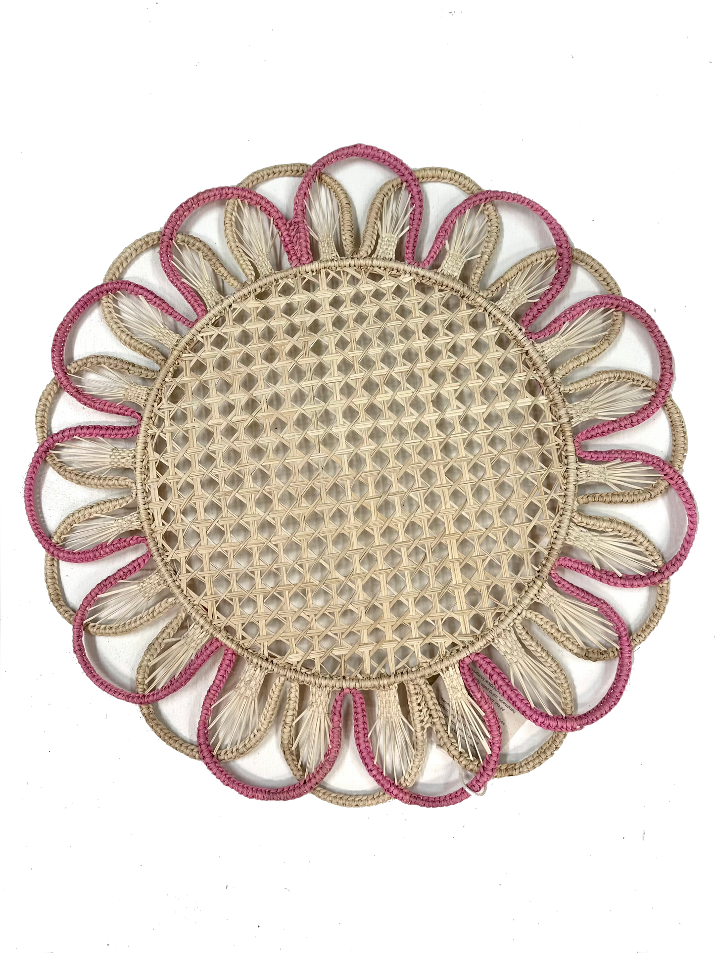 Rattan Placemat Pink And Natural Circles