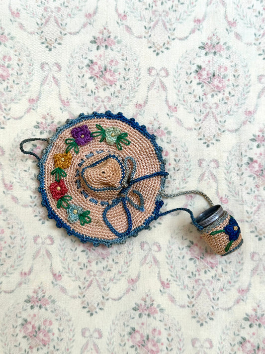 Antique French Crochet Hat Thimble Holder