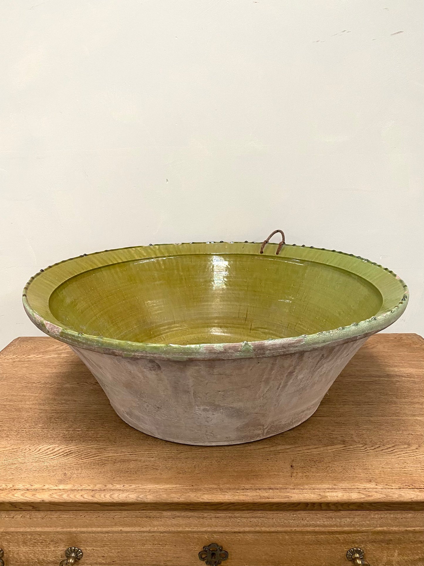 Vintage Spanish Glazed Bowl - Fern Green - Extra Large