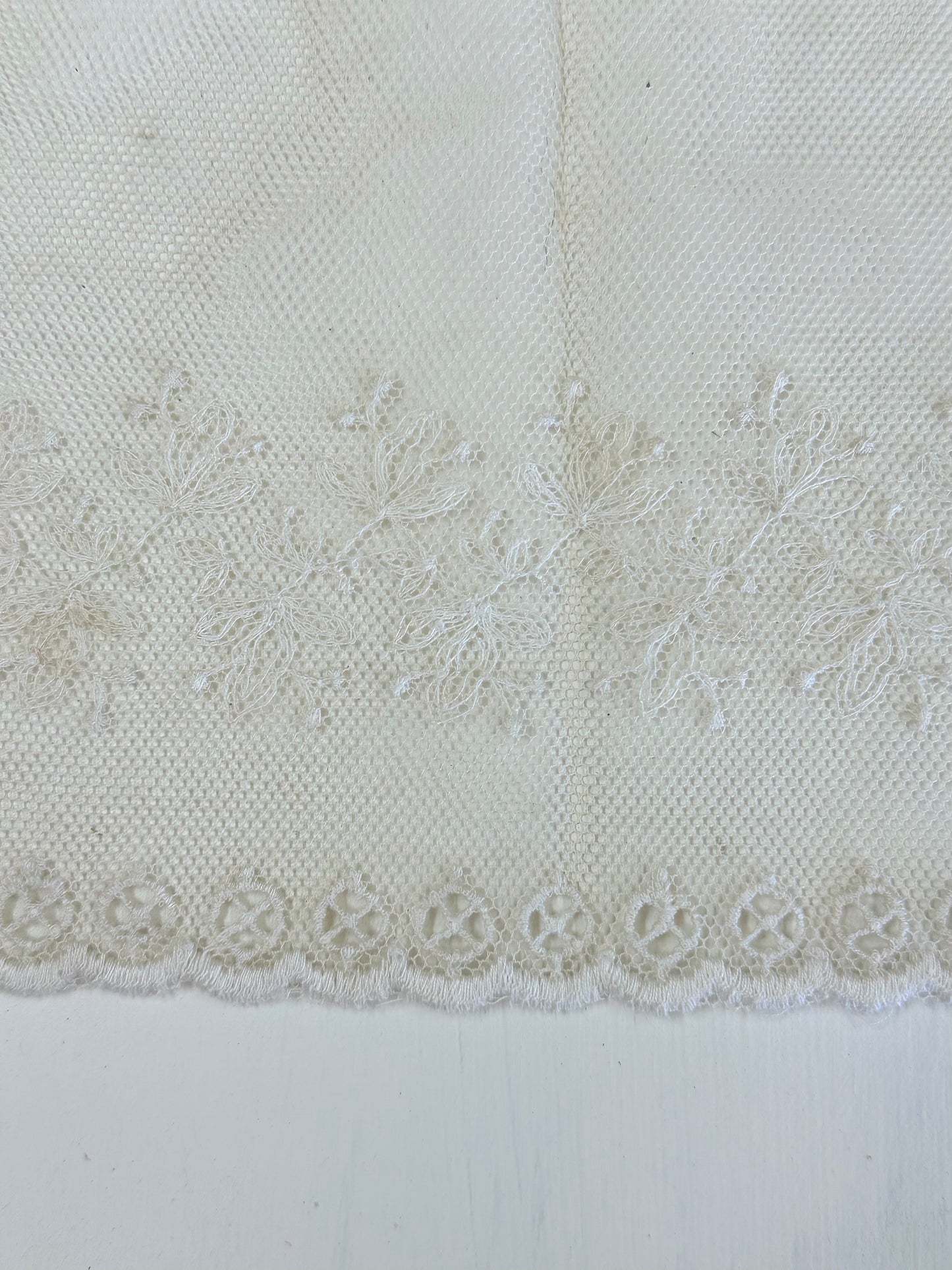 Antique Piece Of Embroidered Lace With Scalloped Edge