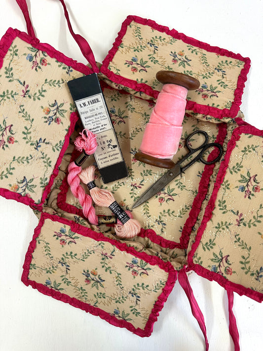 Antique French Fold Up Sewing Basket