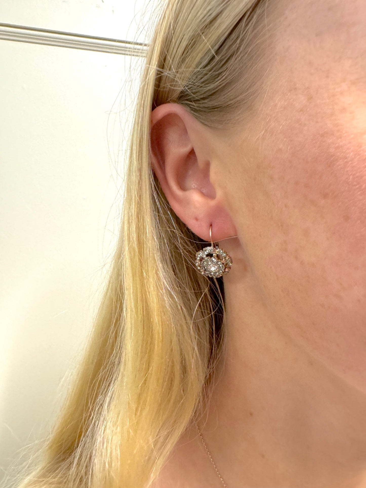 Italian Fume Crystal Flower Large Earrings