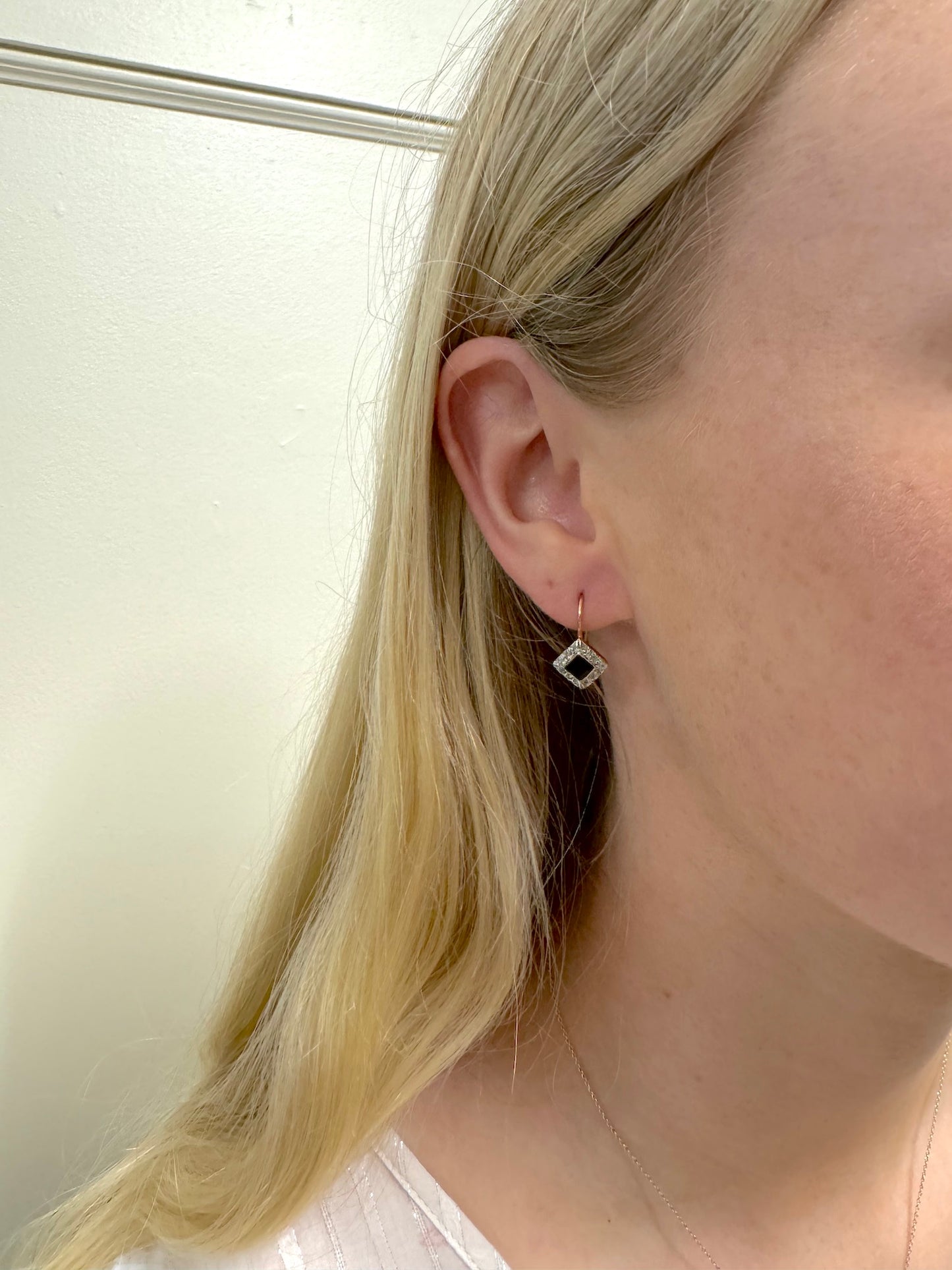 Italian Onyx & Crystal Small Earrings