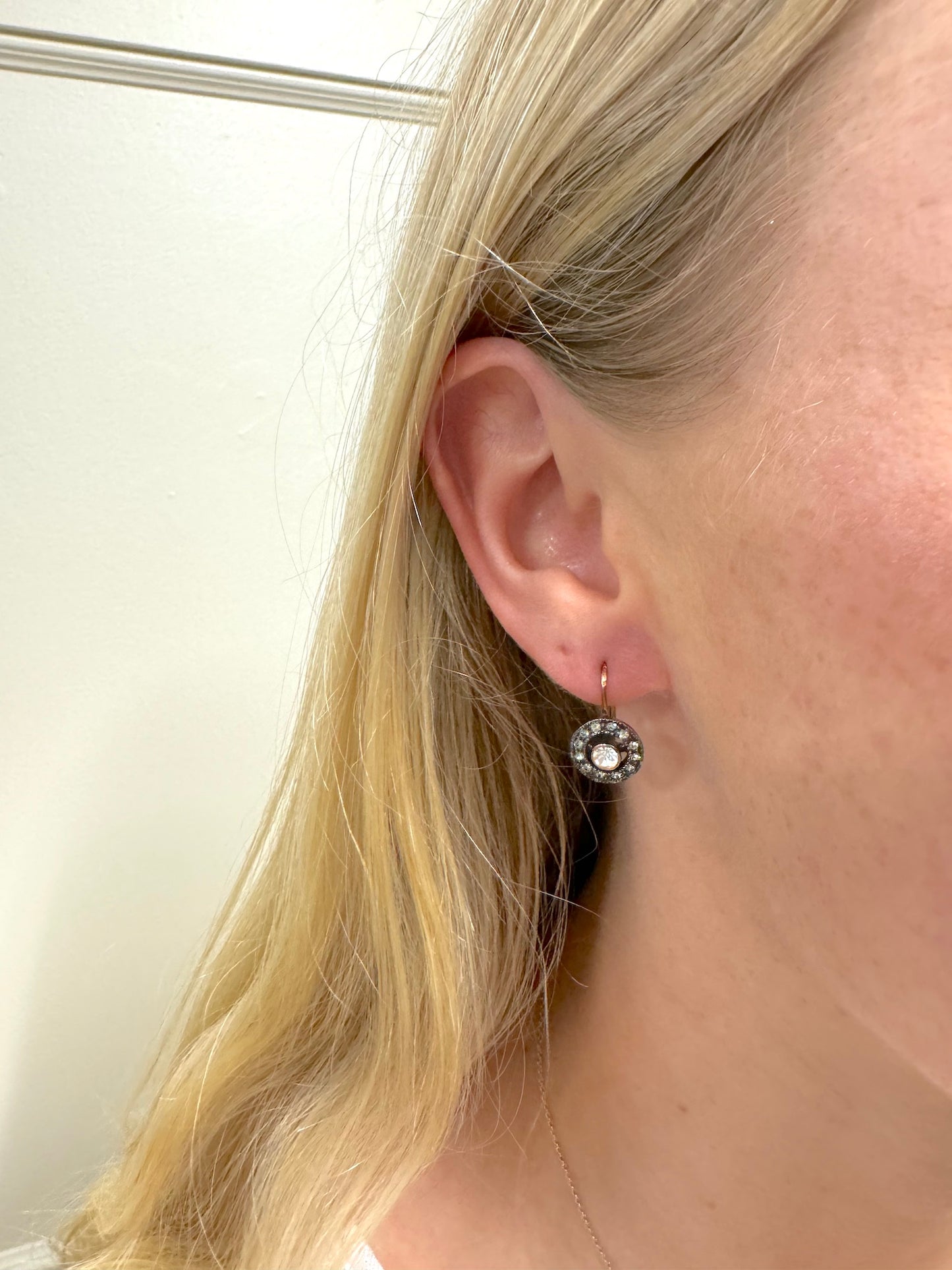 Italian Round Crystal Centre Cutout Earrings