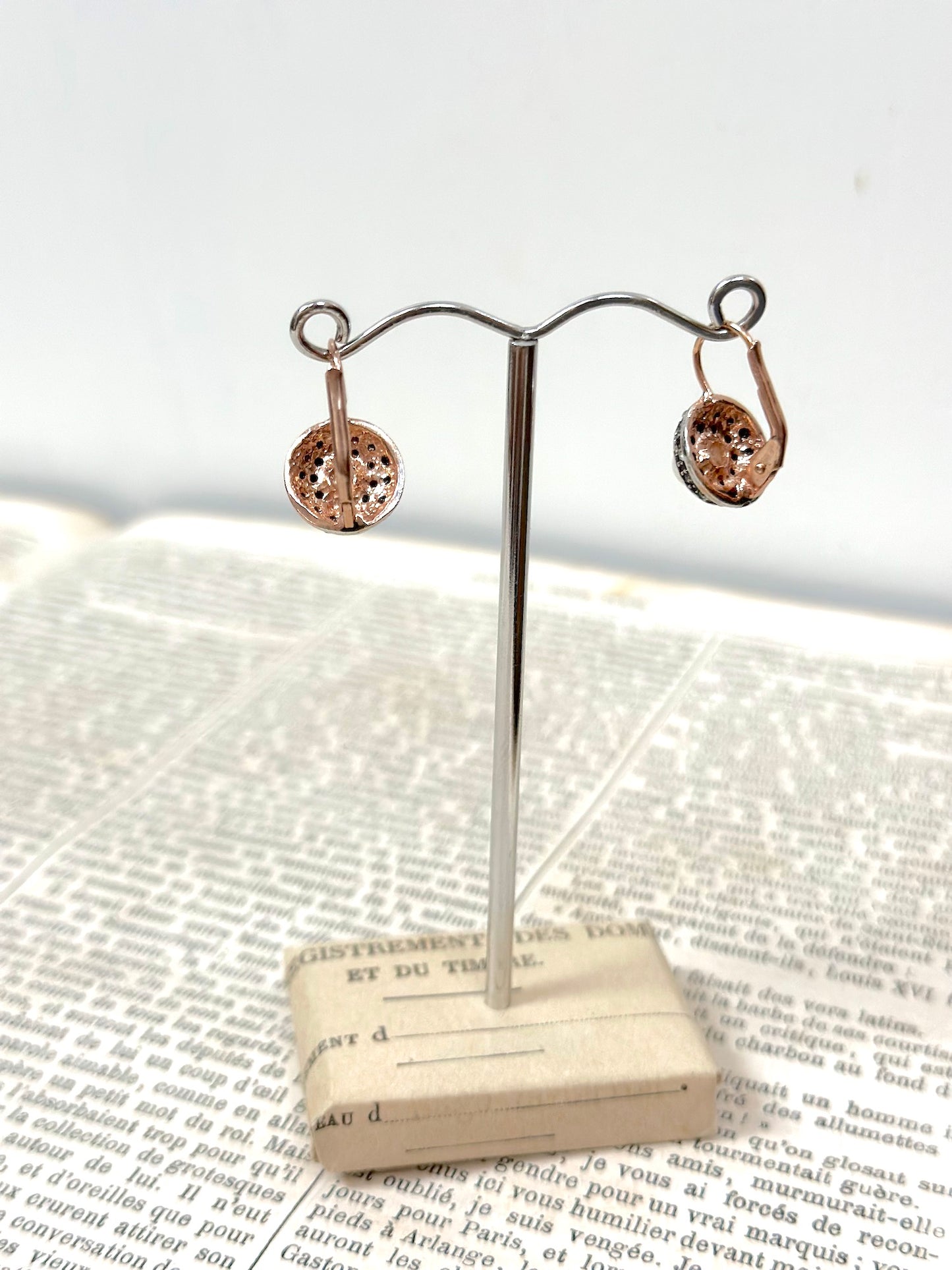 Italian Round Earrings With Small Crystals And Large Pearl Centre