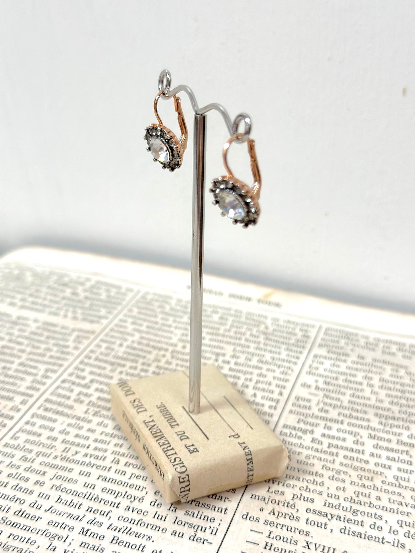 Italian Small Round Earrings With Large Crystal Centre