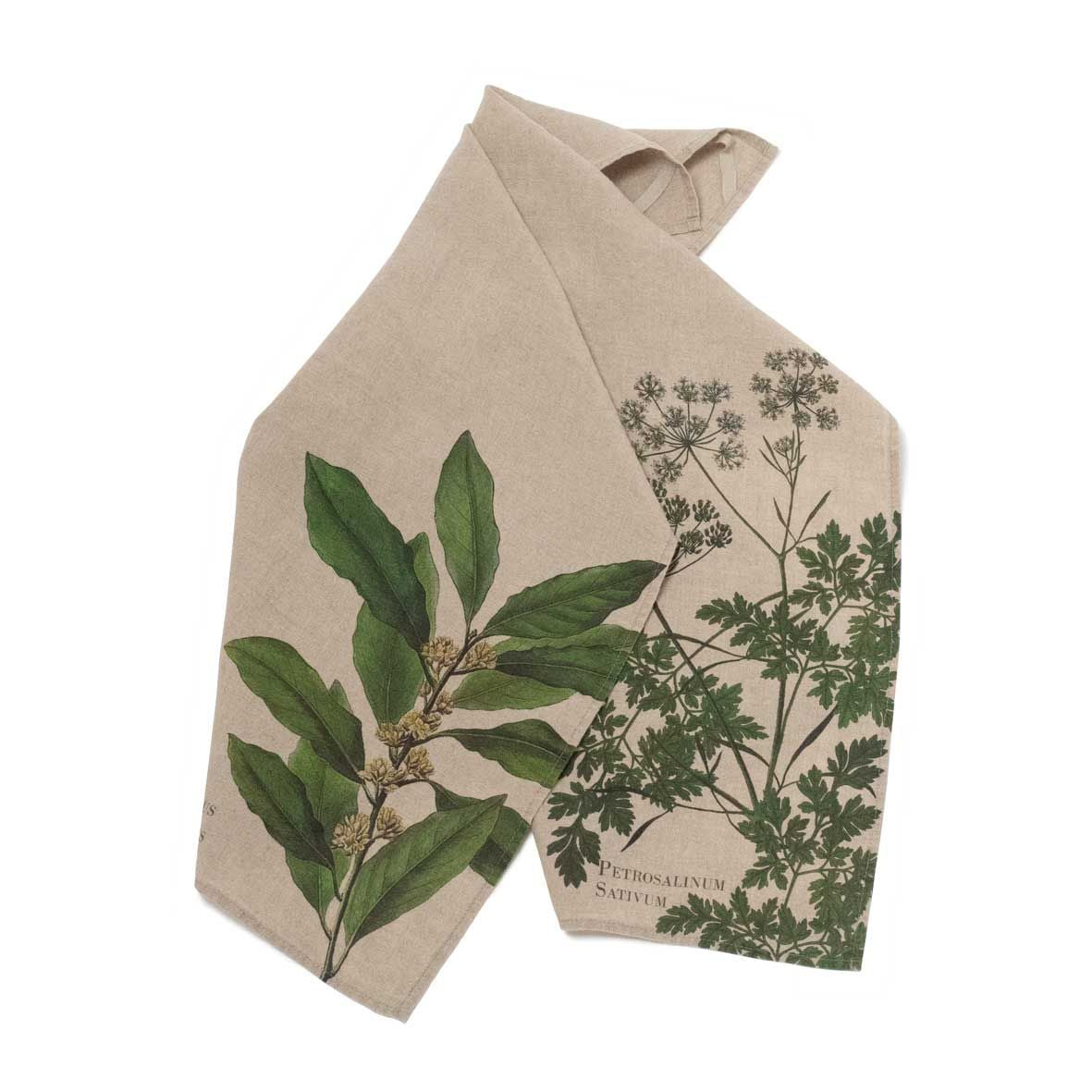 European Linen 'Parsley And Bay' Pair of Tea Towels
