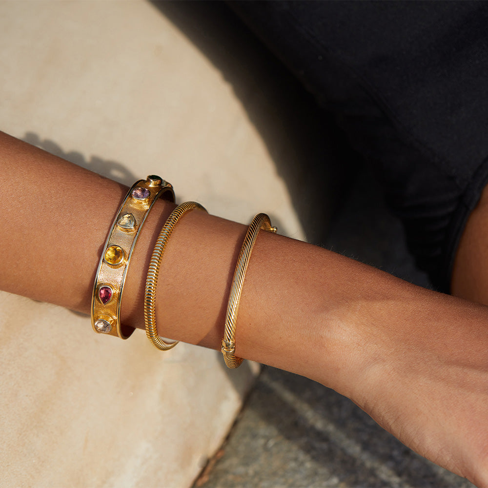 Fine French Gold Cuff - 'Twisted Rush'