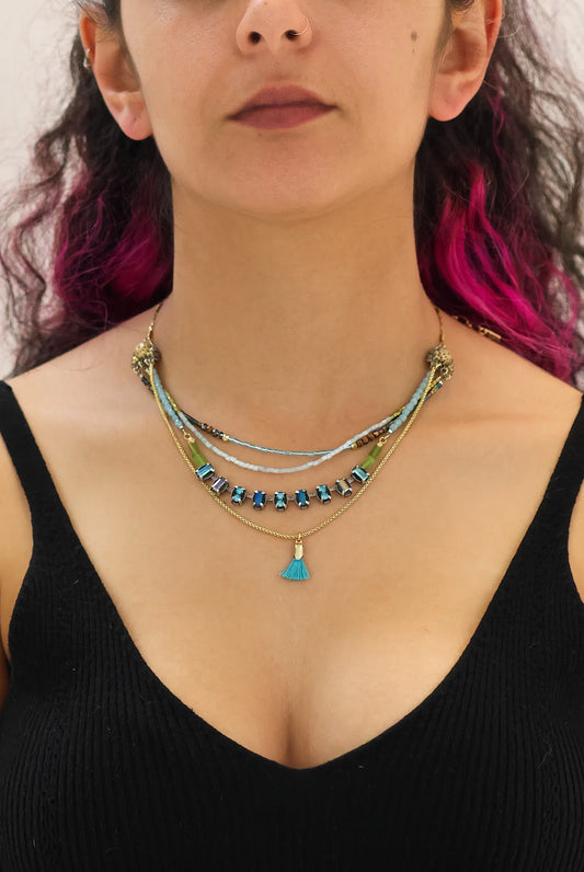 Ayala Bar Blue/Green Eria Beaded Necklace